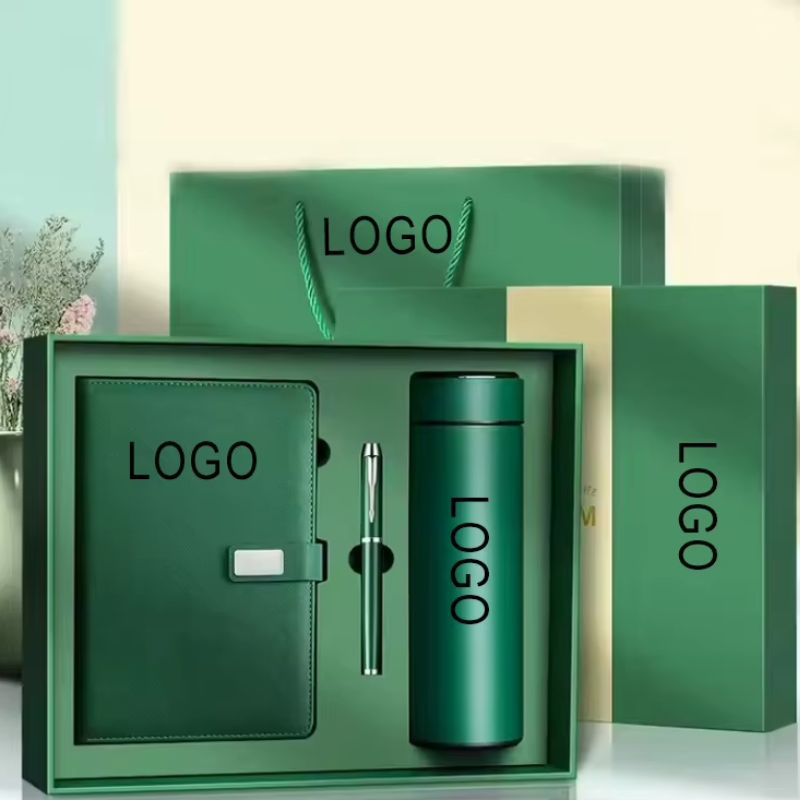 bộ quà tặng văn phòng in logo bao gồm sổ tay, bút kí, bình giữ nhiệt